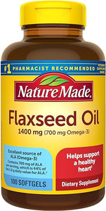 Nature Made Extra Strength Flaxseed Oil 1400 mg, Fish Free Omega 3 Supplement, Dietary Supplement for Heart Health Support, 100 Softgels, 100 Day Supply in Pakistan