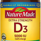 Nature Made Extra Strength Vitamin D3 5000 IU (125 mcg), Dietary Supplement for Bone, Teeth, Muscle and Immune Health Support, 180 Softgels, 180 Day Supply