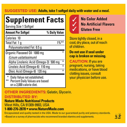 Nature Made Flaxseed Oil 1000 mg, Fish Free Omega 3 Supplement, Dietary Supplement in Pakistan