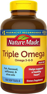 Nature Made Triple Omega 3 6 9, Fish Oil as Ethyl Esters and Plant-Based Oils, Healthy Heart Support, 150 Softgels, 50 Day Supply in Pakistan