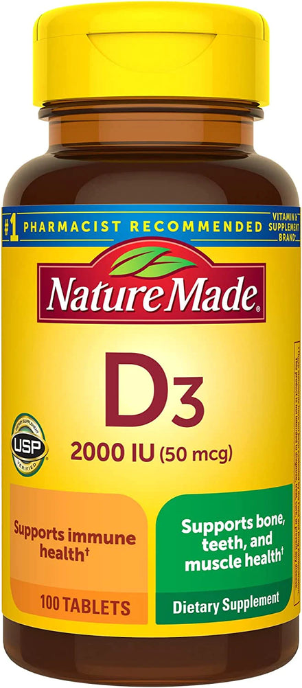 Nature Made Vitamin D3 2000 IU (50 mcg), Dietary Supplement for Bone, Teeth, Muscle and Immune Health Support, 220 Tablets, 220 Day Supply