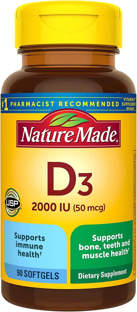 Nature Made Vitamin D3 2000 IU (50 mcg), Dietary Supplement for Bone, Teeth, Muscle and Immune Health Support, 220 Tablets, 220 Day Supply