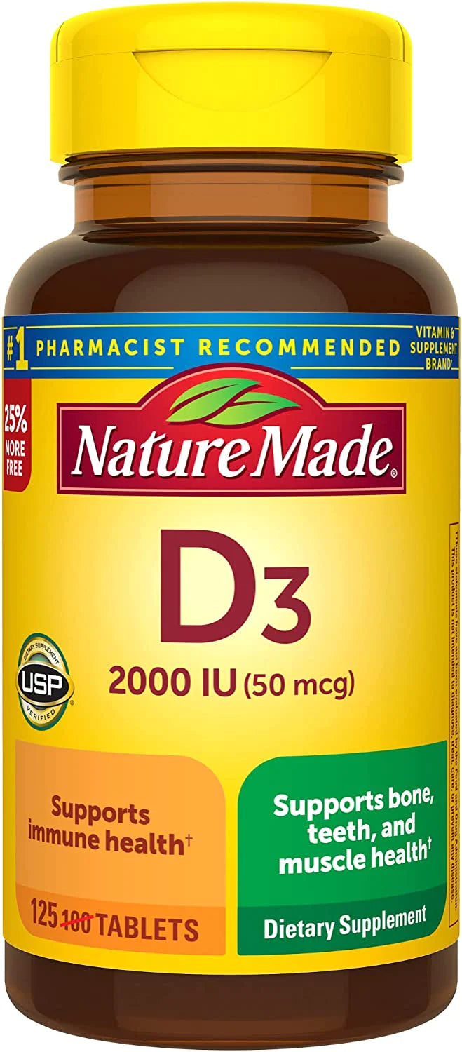 Nature Made Vitamin D3 2000 IU (50 mcg), Dietary Supplement for Bone, Teeth, Muscle and Immune Health Support, 220 Tablets, 220 Day Supply