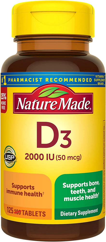 Nature Made Vitamin D3 2000 IU (50 mcg), Dietary Supplement for Bone, Teeth, Muscle and Immune Health Support, 220 Tablets, 220 Day Supply
