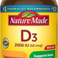 Nature Made Vitamin D3 2000 IU (50 mcg), Dietary Supplement for Bone, Teeth, Muscle and Immune Health Support, 220 Tablets, 220 Day Supply