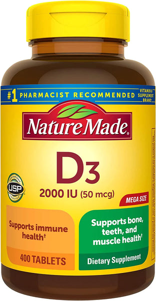 Nature Made Vitamin D3 2000 IU (50 mcg), Dietary Supplement for Bone, Teeth, Muscle and Immune Health Support, 220 Tablets, 220 Day Supply in Pakistan