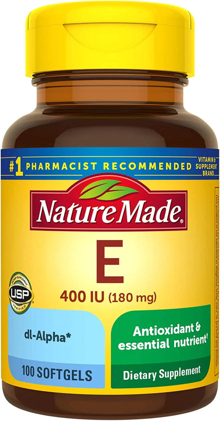 Nature Made Vitamin E 180 mg (400 IU) dl-Alpha, Dietary Supplement for Antioxidant Support, 300 Softgels, 300 Day Supply