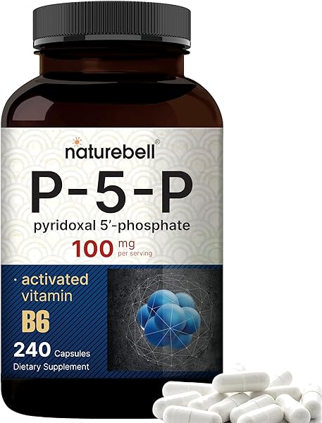 NatureBell P5P Vitamin B6 100mg Per Serving, 240 Capsules | Activated Pyridoxal 5 Phosphate Supplements – Essential B Vitamins for Brain & Memory Health – Non-GMO in Pakistan in Pakistan