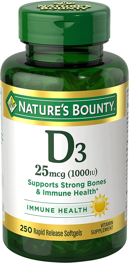 Nature’s Bounty Vitamin D3 1000 IU Softgels, Immune Support, Promotes Healthy Bones, 350 Ct