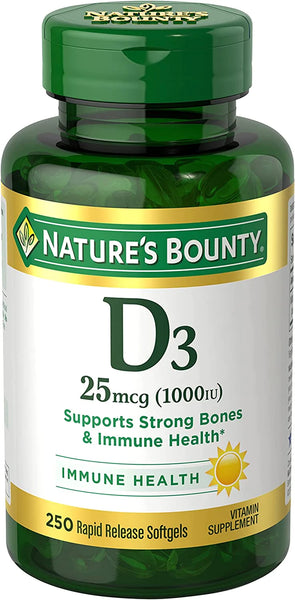 Nature’s Bounty Vitamin D3 1000 IU Softgels, Immune Support, Promotes Healthy Bones, 350 Ct in Pakistan