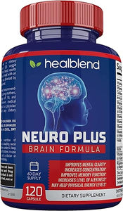 Neuro Plus Brain & Focus Formula - Nootropic Brain Booster Supplement, Supports Brain Health, Mental Clarity & Focus - Enhances Concentration & Mental Energy – 120 Capsules in Pakistan