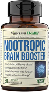 Nootropics Brain Support Supplement - Nootropic Brain Booster for Improved Focus, Concentration & Memory. Brain Nootropic for Brain Health, Mood & Energy Support. Non-GMO. Made in the USA. 60 Capsules in Pakistan