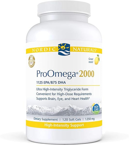 Nordic Naturals ProOmega 2000, Lemon Flavor - 120 Soft Gels - 2150 mg Omega-3 - Ultra High-Potency Fish Oil - EPA & DHA - Promotes Brain, Eye, Heart, & Immune Health - Non-GMO - 60 Servings in Pakistan