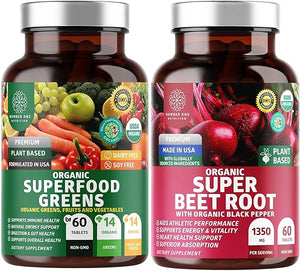 Number One Nutrition N1N Premium and Organic Superfood Greens and Beet Root Tablets for Immunity and Antioxidant Support, Packed with Alfalfa, Spirulina and Barley Grass, 120 Tablets in Pakistan
