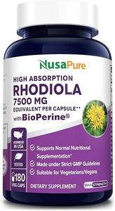 NusaPure Rhodiola Rosea 7,500mg 180 Veggie Capsules (Non-GMO, Extract 30:1, Vegan & Gluten-Free) Bioperine in Pakistan