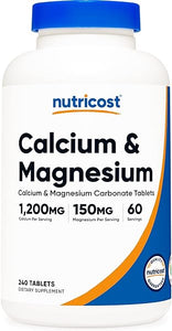 Nutricost Calcium & Magnesium Carbonate 240 Tablets, 1200mg of Ca & 150mg of Mg per Serving, 60 Servings- Gluten Free, Non-GMO in Pakistan