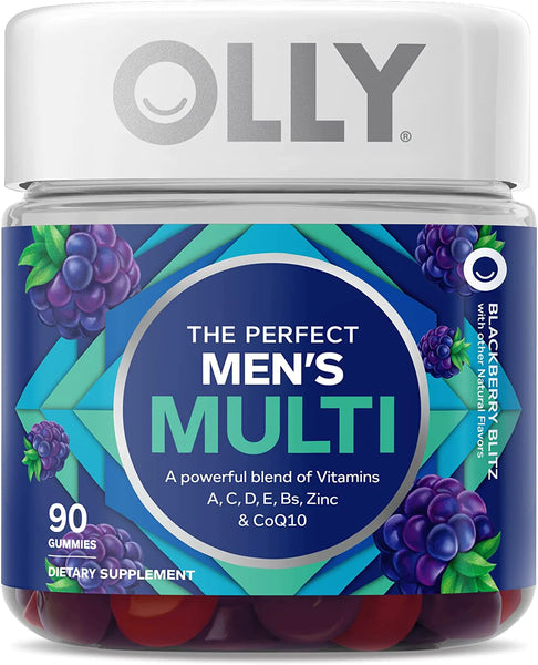 OLLY Men's Multivitamin Gummy, Overall Health and Immune Support, Vitamins A, C, D, E, B, Lycopene, Zinc, Adult Chewable Vitamin, Blackberry, 45 Day Supply - 90 Count in Pakistan