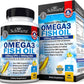 Omega 3 Fish Oil Supplement EPA & DHA Lemon Flavor - Immune & Heart Support Fatty Acids Pills