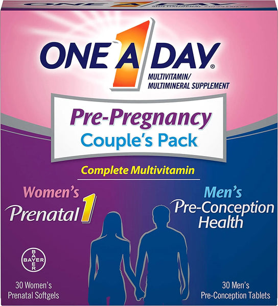 One A Day Men's & Women's Pre-Pregnancy Multivitamin including Vitamins A, Vitamin C, Vitamin D, B6, B12, Folic Acid & more, 30+30 Count, Supplement for Before, During, and Postnatal in Pakistan