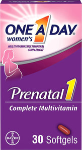 One A Day Women's Prenatal 1 Multivitamin including Vitamin A, Vitamin C, Vitamin D, B6, B12, Iron, Omega-3 DHA & more, 30 Count - Supplement for Before, During, & Post Pregnancy