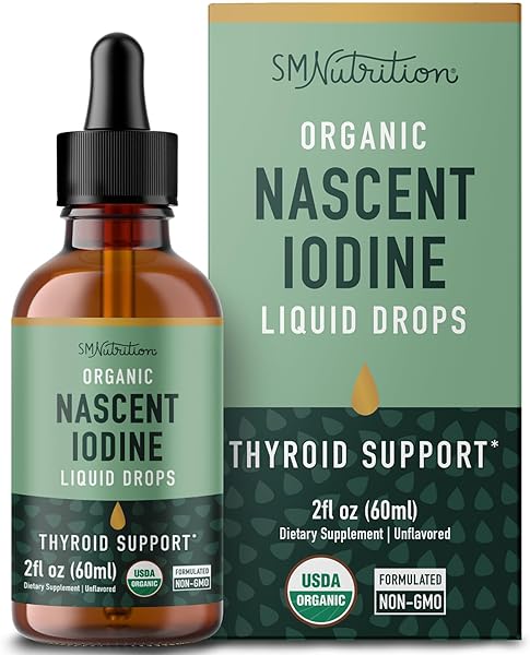 Organic Iodine Liquid | Nascent Iodine Supplements for Thyroid Support | Over 1-Year Supply | USDA Certified Organic | Decolorized Iodine for Metabolism Support | Potassium Iodide Liquid | 1100 mcg in Pakistan in Pakistan