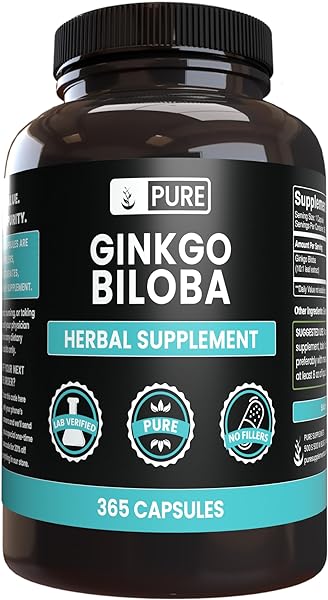 PURE ORIGINAL INGREDIENTS Ginkgo Biloba (365 Capsules) No Magnesium Or Rice Fillers, Always Pure, Lab Verified in Pakistan