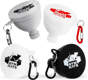 Protein Powder Funnel Set - Travel Protein Powder Container to Go with Carabiner & Reinforced Caps to Stop Spills - Protein & Pre Workout Powder Supplement Funnel for Water Bottles & Shakers - 4 Pack in Pakistan