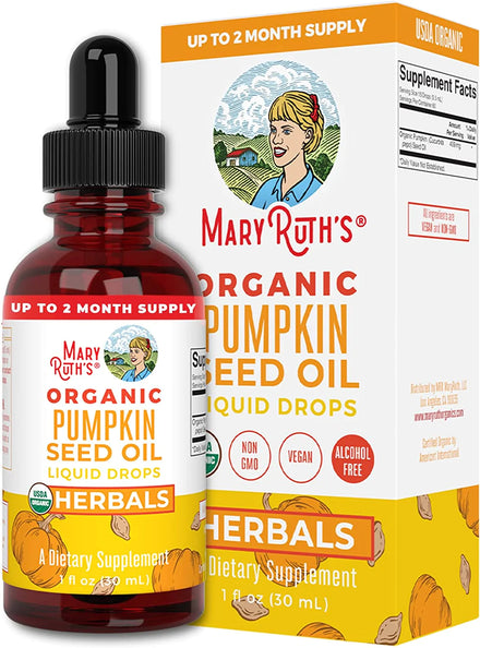Pumpkin Seed Oil Liquid Drops by MaryRuth's | 2 Month Supply | Sugar Free | USDA Organic Pumpkin Seed Oil for Men & Women | Urinary Tract Support | Hair & Skin Health | Vegan | Gluten Free | 1 Fl Oz