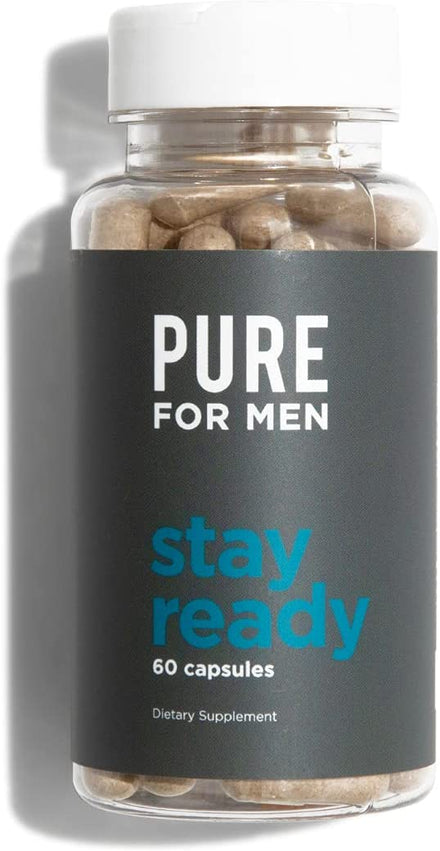 Pure for Men Original Cleanliness Stay Ready Fiber Supplement, 60 Vegan Capsules | Helps Promote Digestive Regularity | Psyllium Husk, Aloe Vera, Chia Seeds, Flaxseeds | Proprietary Formula