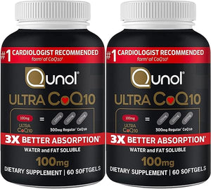 Qunol CoQ10 100mg Softgels, Ultra CoQ10 100mg, 3x Better Absorption, Antioxidant for Heart Health & Energy Production, Coenzyme Q10 Vitamins and Supplements, 4 Month Supply, 60 Count (Pack of 2) in Pakistan