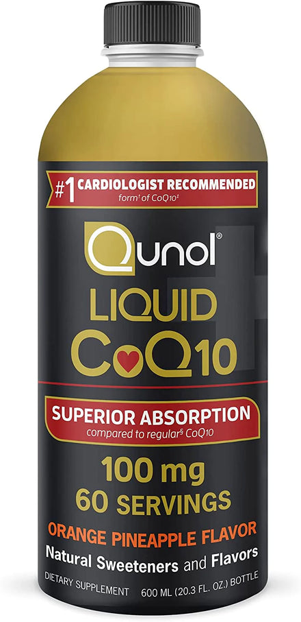 Qunol Liquid CoQ10 100mg, Superior Absorption Natural Supplement Form of Coenzyme Q10, Antioxidant for Heart Health, Orange Pineapple Flavored, 60 Servings, 20.3 oz Bottle