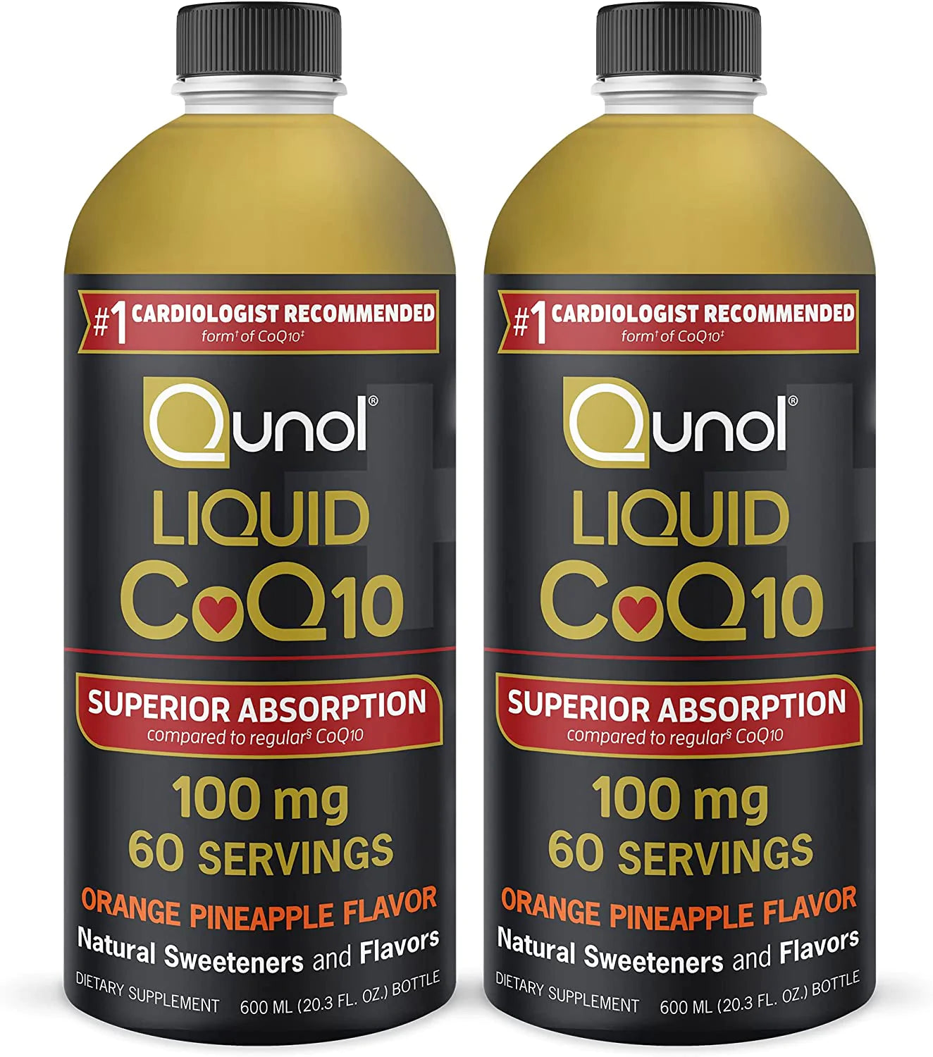 Qunol Liquid CoQ10 100mg, Superior Absorption Natural Supplement Form of Coenzyme Q10, Antioxidant for Heart Health, Orange Pineapple Flavored, 60 Servings, 20.3 oz Bottle