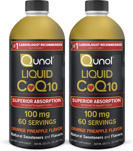 Qunol Liquid CoQ10 100mg, Superior Absorption Natural Supplement Form of Coenzyme Q10, Antioxidant for Heart Health, Orange Pineapple Flavored, 60 Servings, 20.3 oz Bottle
