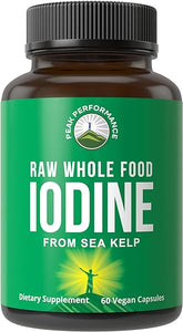 Raw Whole Food Iodine Supplement from Organic Kelp (Ascophyllum Nodosum) by Peak Performance. Potassium Iodide Support Tablets. for Metabolism, Energy, and Immune. 60 Vegan Capsules, Pills. in Pakistan
