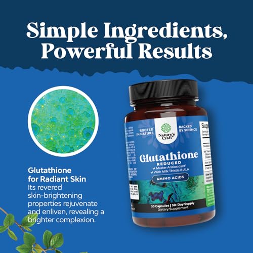 Reduced Glutathione Supplement with Glutamic Acid - L Glutathione 500mg Per Serving with Silymarin Milk Thistle Extract ALA Alpha Lipoic Acid Complex for Liver Support Skin Complexion Immunity
