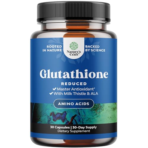 Reduced Glutathione Supplement with Glutamic Acid - L Glutathione 500mg Per Serving with Silymarin Milk Thistle Extract ALA Alpha Lipoic Acid Complex for Liver Support Skin Complexion Immunity