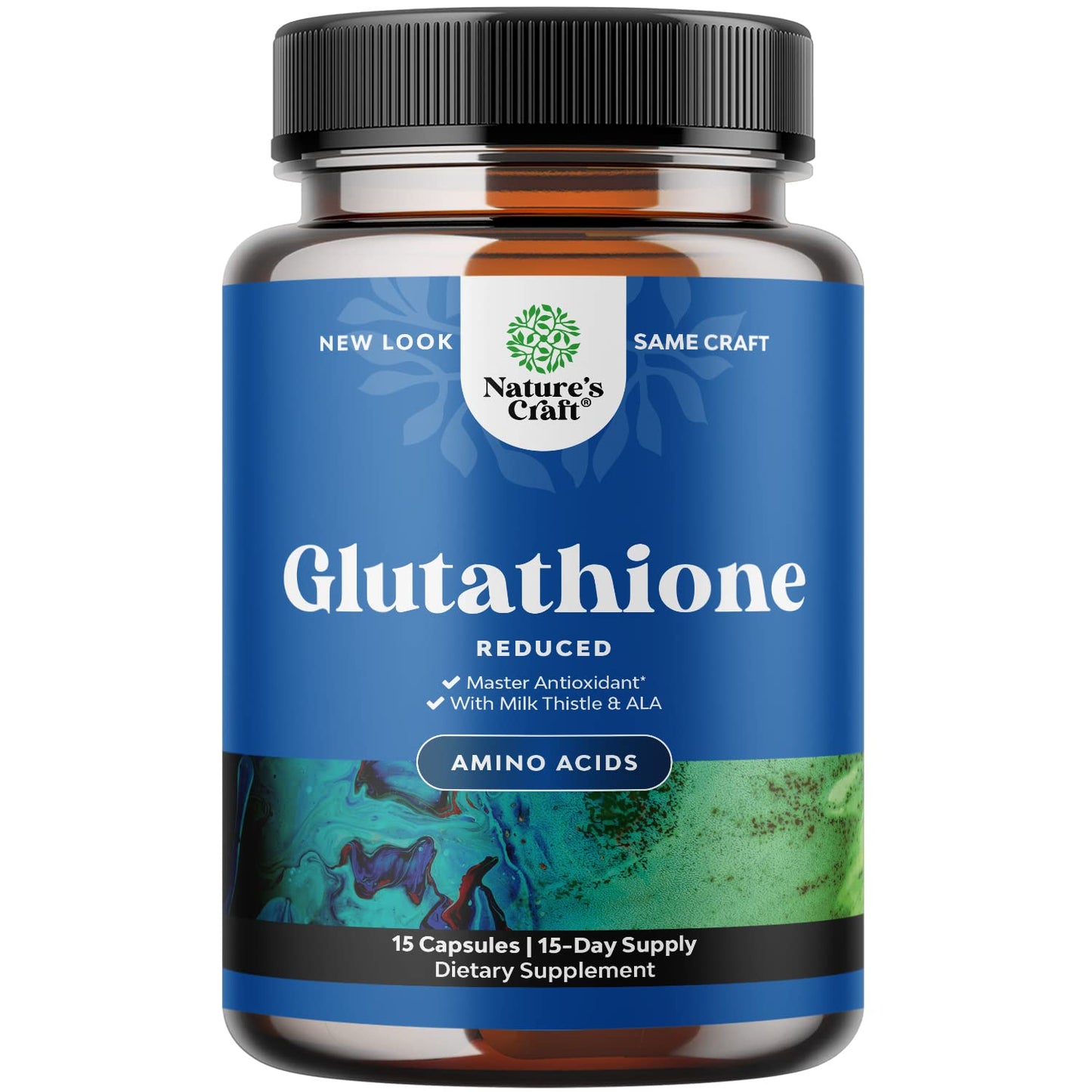 Reduced Glutathione Supplement with Glutamic Acid - L Glutathione 500mg Per Serving with Silymarin Milk Thistle Extract ALA Alpha Lipoic Acid Complex for Liver Support Skin Complexion Immunity