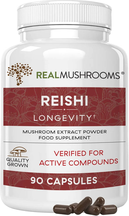 Reishi Mushroom Capsules for Immune Support, Vitality, Relaxation (200ct) Vegan, Non-GMO Mushroom Capsules for Wellness & Better Sleep, Safe for Pets, Verified Levels of Beta Glucan
