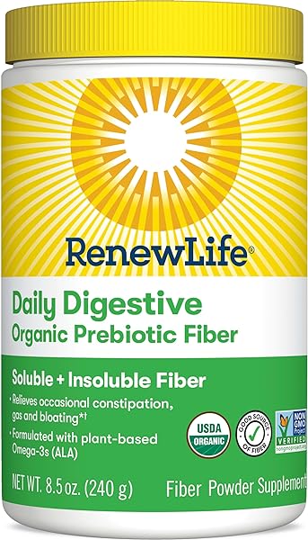 Renew Life Daily Digestive Organic Prebiotic Fiber Powder, Daily Supplement Supports Digestive and Immune Health, Soluble and Insoluble Fiber, Dairy and Soy Free, 8.5 oz. in Pakistan in Pakistan