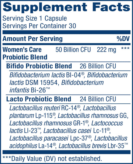 Renew Life Women's Probiotic Capsules, 50 Billion CFU Guaranteed, Supports Vaginal, Urinary, Digestive and Immune Health*, L. Rhamnosus GG, Dairy, Soy and gluten-free, 30 Count