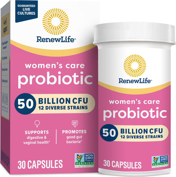 Renew Life Women's Probiotic Capsules, 50 Billion CFU Guaranteed, Supports Vaginal, Urinary, Digestive and Immune Health*, L. Rhamnosus GG, Dairy, Soy and gluten-free, 30 Count in Pakistan