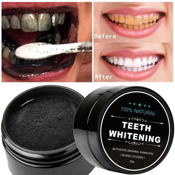 Teeth Whitening Powder Oral Treatment Natural Activated Charcoal Bright Dental Fresh Breath Remove Plaque Stains Hygiene Care in Pakistan