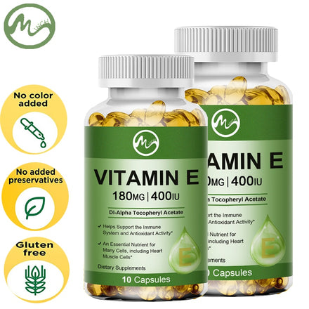 Minch Vitamin E 180Mg (400 Iu) Dl-Alpha Dietary Supplement for Antioxidant Support Vitamine Extract Capsules Anti-Wrinkle Whiten