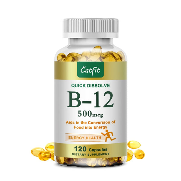 Catfit 500mcg Vitamin B 12 Capsule Energy Metabolism Nervou System& Blood Cell Care Relieve Anxiety &Irritability Supplements in Pakistan