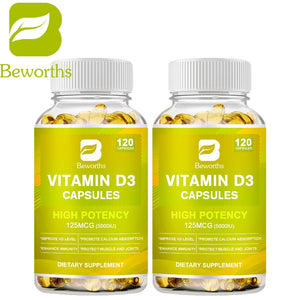 BW Vitamin D3 Capsules Strengthens Bones, Teeth, Heart and Nerves, Enhances Immune System Function Supplement For Women & Men