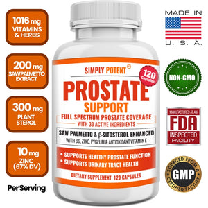 Men's Prostate Supplement with Saw Palmetto,33 Vitamins Plus B6,Zinc, Selenium,Healthy Urinary Frequency & Flow & Improved Sleep