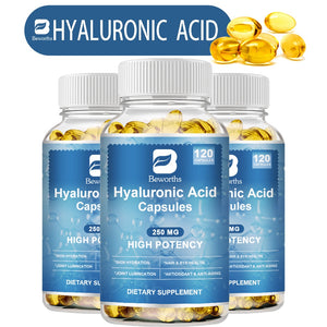 BEWORTHS Hyaluronic Acid Supplements Plus Biotin&Vitamin C High Potency Support Skin Hydration,Joint Lubrication,Hair&Eye Health