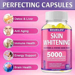 Bcuelov Whitening Supplement Black Spot Acne Print Vegan Skin Bleaching Capsule Anti-aging Anti-oxidation Brighten Skin Tone