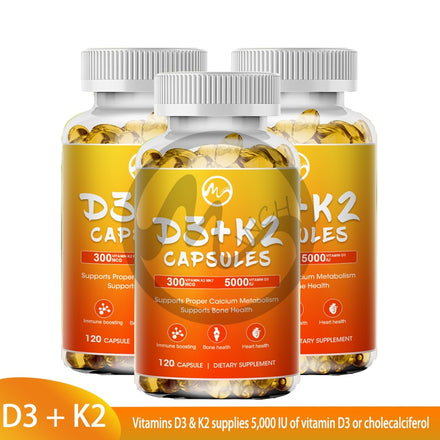 Minch Vitamin D3 with K2 Complex Supplement Bone Supports Heart Health Immune Support Non GMO 5000mg IU 300 mcg Muscle Function
