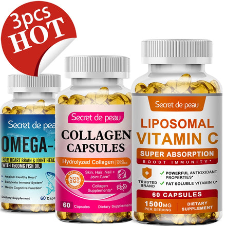 SDP 3bottles Vitamin C Capsules Lightening Spots Pigmentation Anti-wrinkle Whitening Skin Collagen Supplements Fish Oil Capsule